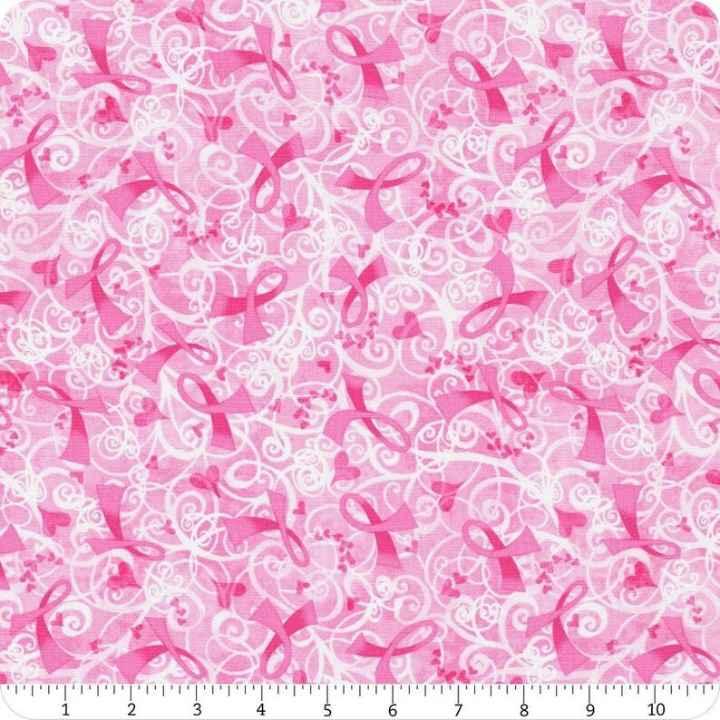 Pink Ribbon Breast Cancer Cotton Fabric | Fabric Design Treasures
