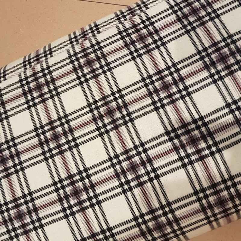 Plaid Flannel Fabric Black and Brown Plaid on Cream | Fabric Design Treasures