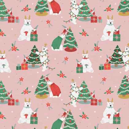 Polar Bear Fabric, Polar Bear Christmas Tree | Fabric Design Treasures