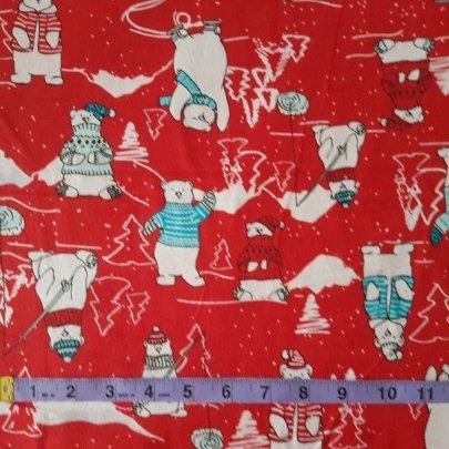 Polar Bear Flannel Cuddly Polar Bears Red FLANNEL | Fabric Design Treasures