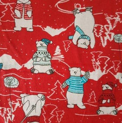 Polar Bear Flannel Cuddly Polar Bears Red FLANNEL - Fabric Design Treasures