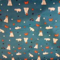 Polar Bear FLANNEL fabric on Teal | Fabric Design Treasures