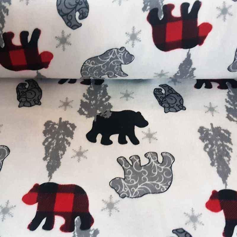 Polar Bear Flannel Fabric on White FLANNEL fabric | Fabric Design Treasures
