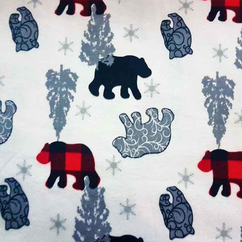 Polar Bear Flannel Fabric on White FLANNEL fabric - Fabric Design Treasures