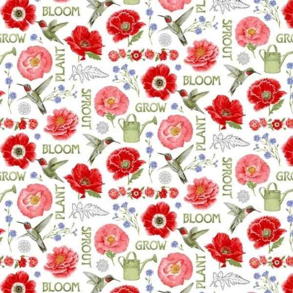 Poppy Fabric, Poppy Meadows, Henry Glass 100% Cotton fabric | Fabric Design Treasures