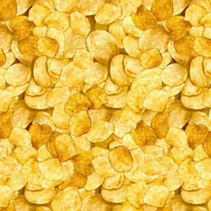 Potato Chip Cotton Print fabric, Snack Food, Junk Food | Fabric Design Treasures