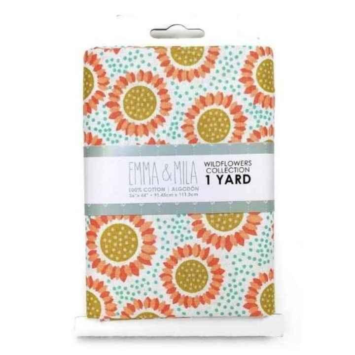 PRE-CUT 1 Yard - Emma & Mila Sunflower Fabric Cotton Fabric | Fabric Design Treasures