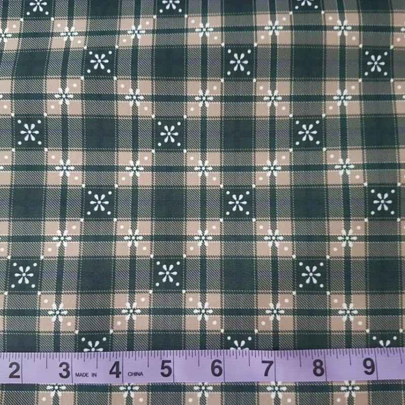 Printed Tartan Plaid in Navy Blue and Grey Laminated PUL Fabric | Fabric Design Treasures