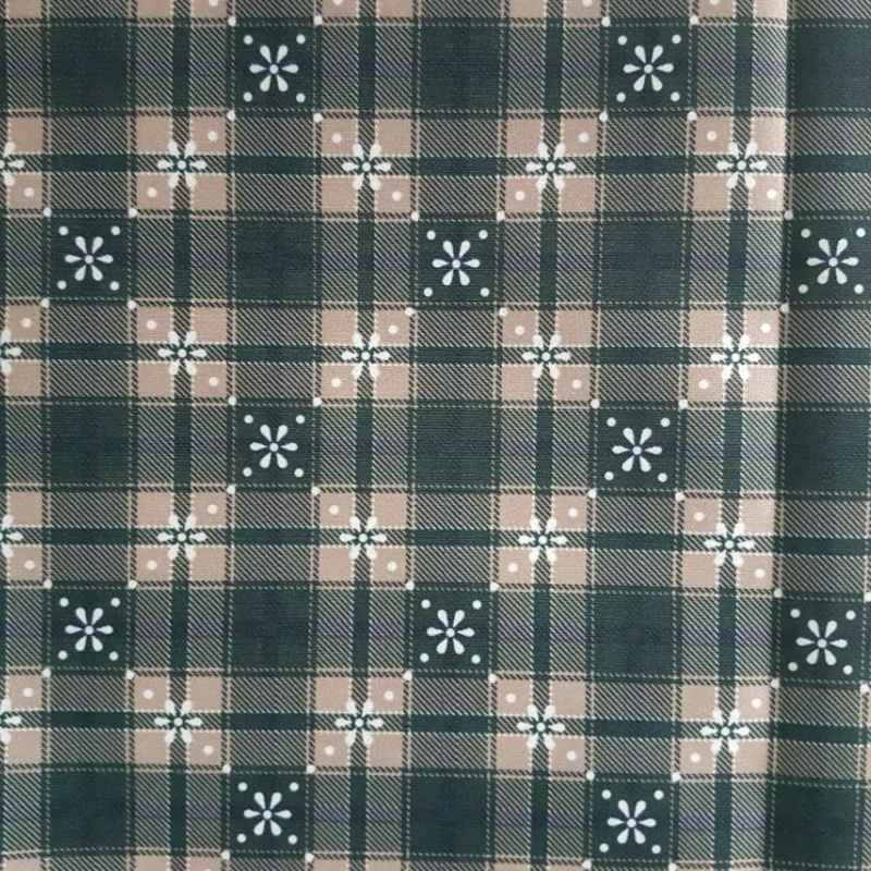 Printed Tartan Plaid in Navy Blue and Grey Laminated PUL Fabric | Fabric Design Treasures