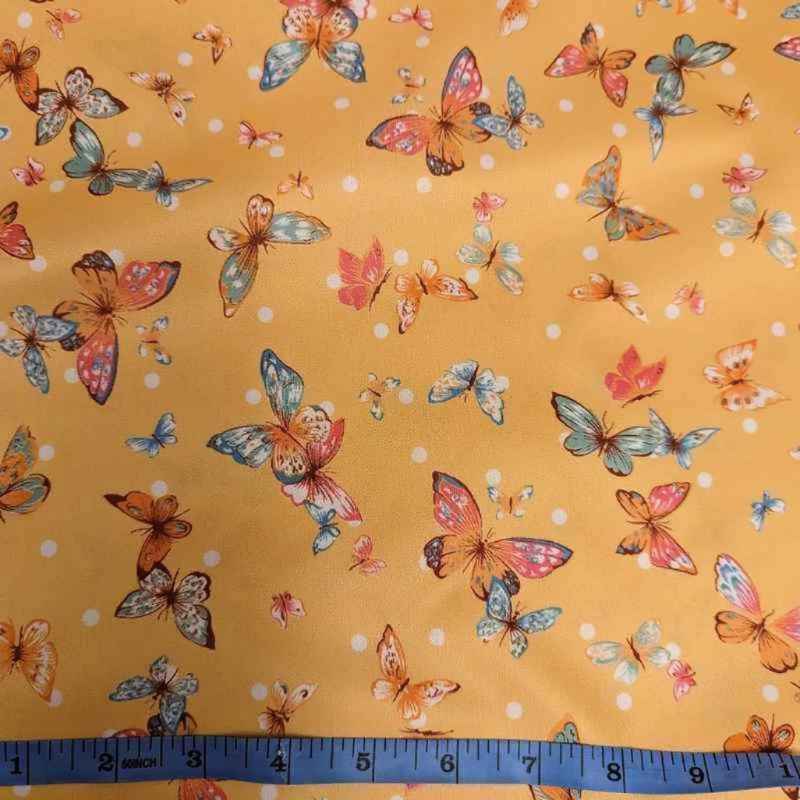 PUL Fabric, Butterfly, Waterproof Laminated fabric Lining - Fabric Design Treasures