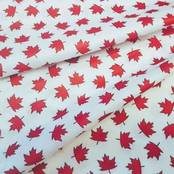 PUL Fabric Canada Red Maple Leaf Laminated Waterproof | Fabric Design Treasures