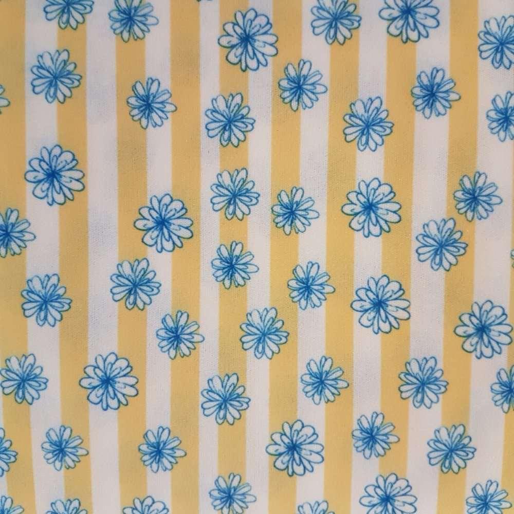 PUL Fabric, Diaper Waterproof Laminate fabric, Daisy on Pinstripes | Fabric Design Treasures