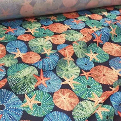 PUL Fabric, Digital Print Corals and Starfish | Fabric Design Treasures
