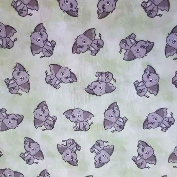 PUL fabric, Elephant on Green Waterproof Laminated fabric | Fabric Design Treasures