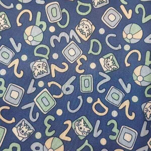 PUL Fabric Numbers Laminated Waterproof Fabric Navy | Fabric Design Treasures