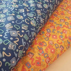 PUL Fabric Numbers Laminated Waterproof Fabric Navy - Fabric Design Treasures