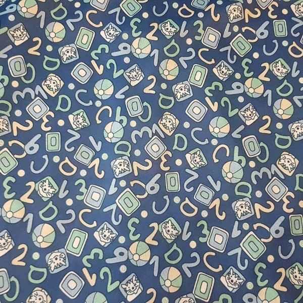 PUL Fabric Numbers Laminated Waterproof Fabric Navy | Fabric Design Treasures