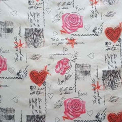 PUL Fabric Rose and Heart Print Laminated Waterproof | Fabric Design Treasures