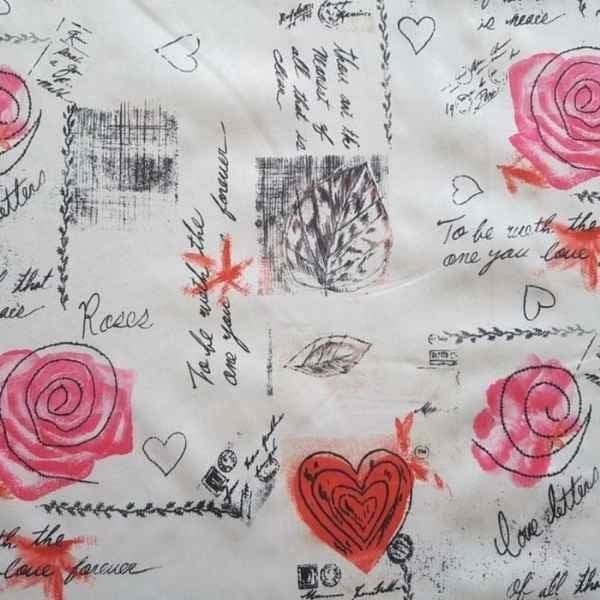 PUL Fabric Rose and Heart Print Laminated Waterproof | Fabric Design Treasures