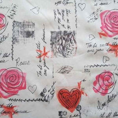 PUL Fabric Rose and Heart Print Laminated Waterproof - Fabric Design Treasures