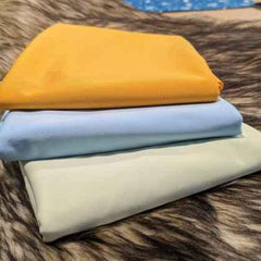 PUL fabric, Trio Bundle Cut in Marigold, Light Blue, Celery | Fabric Design Treasures