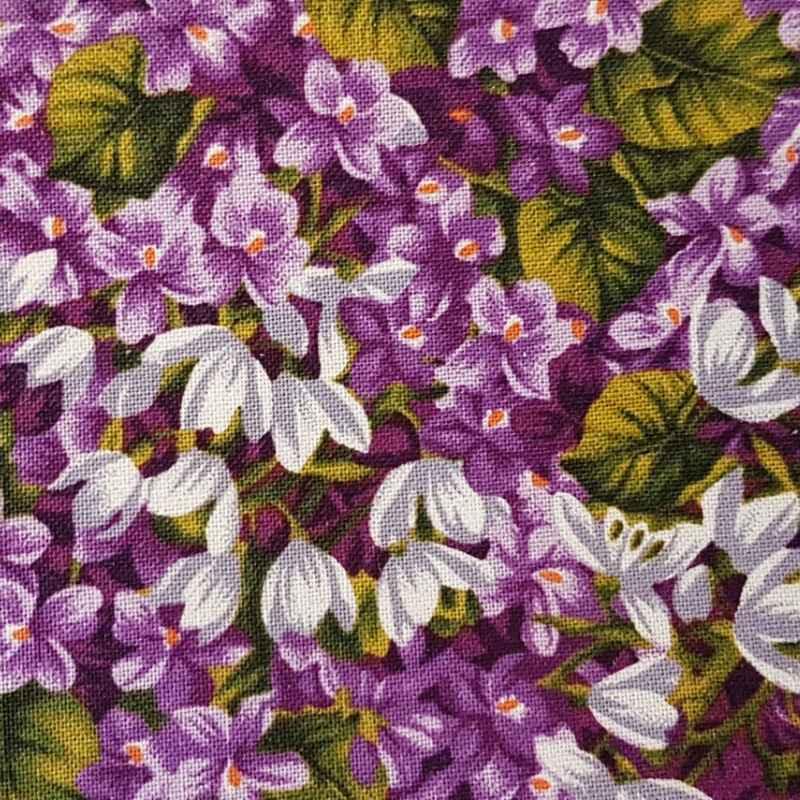 Purple, Violet White Floral Fabric | Fabric Design Treasures