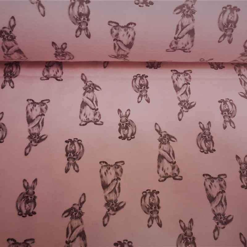 Rabbit Flannel Fabric on Pink Bunny Rabbit Flannel - Fabric Design Treasures