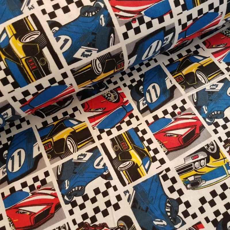 Racing Car fabric, FLANNEL Race Car Fabric | Fabric Design Treasures