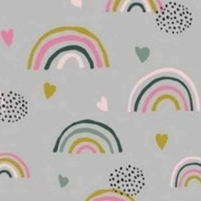 Rainbow, Grey GOTS Certified Organic Cotton Jersey Knit | Fabric Design Treasures