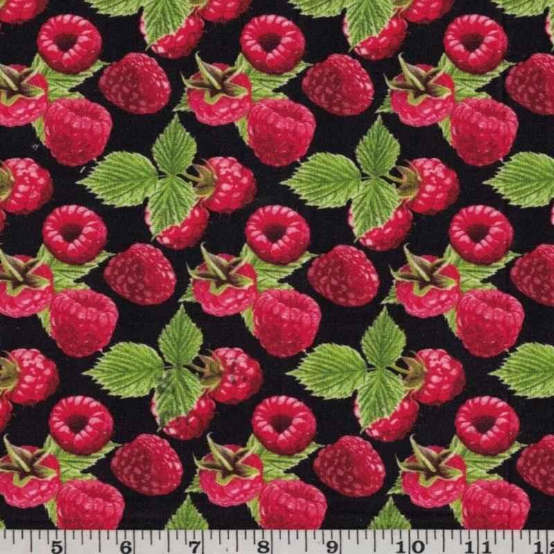 Raspberry Fabric, Fruit Fabric, Food Fabric,, Cotton Fabric | Fabric Design Treasures