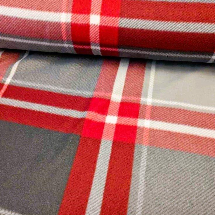 Red and Grey Plaid Anti-Pill Polar Fleece | Fabric Design Treasures