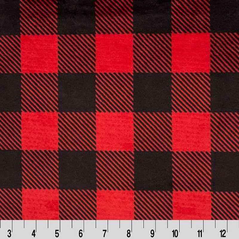 Red Black Buffalo Plaid Minky Cuddle Shannon Fabrics - Fabric Design Treasures