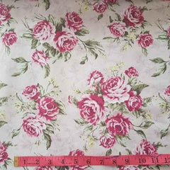 Red Rose Fabric Light Pink High Quality Premium 100% Cotton | Fabric Design Treasures