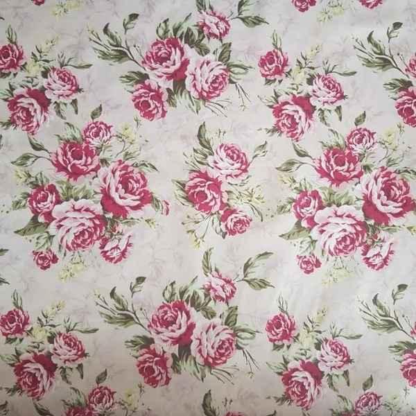 Red Rose Fabric Light Pink High Quality Premium 100% Cotton | Fabric Design Treasures