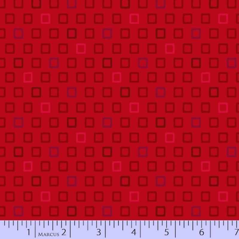 Red Squares cotton print, Studio 37 Fabrics | Fabric Design Treasures