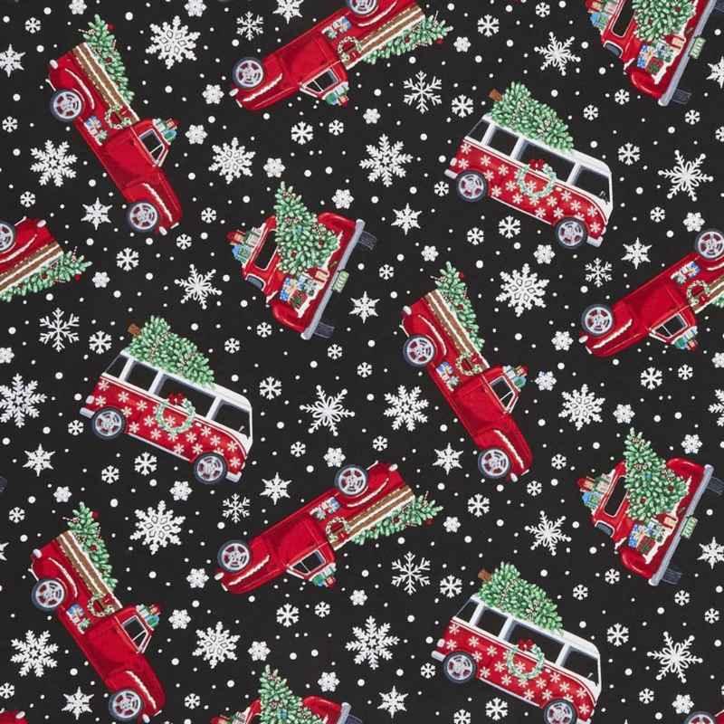 Red Truck, Let It Snow, Christmas Fabric - Fabric Design Treasures