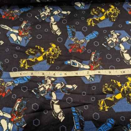 Retro Transformers FLANNEL on Navy, Camelot Fabrics | Fabric Design Treasures