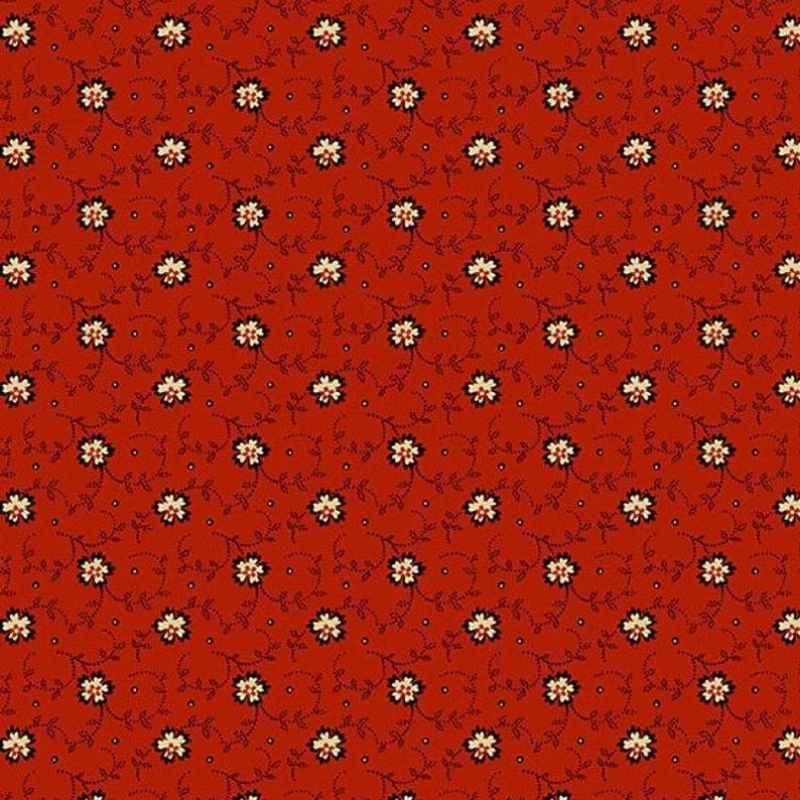 Riviera Rose, Dotty Vines in Red, Civil War Reproduction Fabric | Fabric Design Treasures