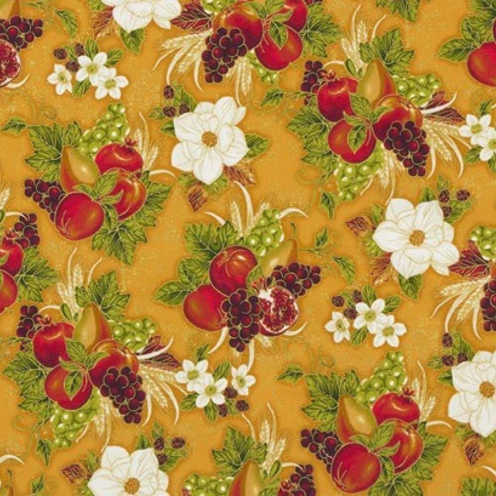 Robert Kaufman Bounty of the Season, Gold, Autumn Fabric | Fabric Design Treasures