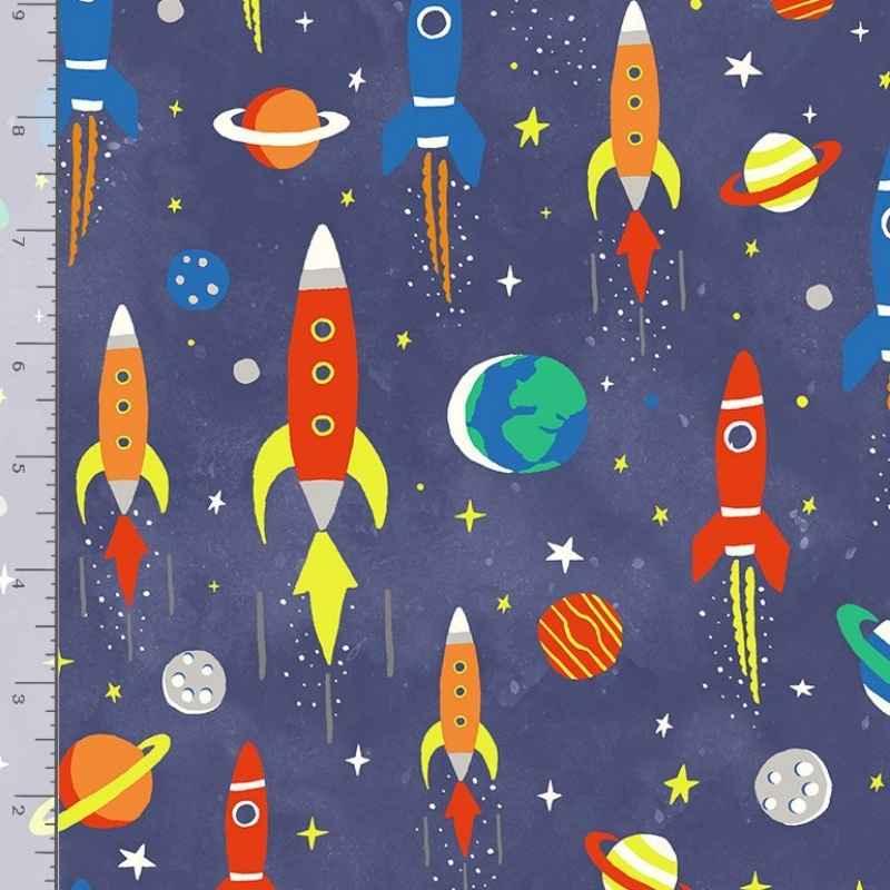 Rocket ships in Space | Fabric Design Treasures