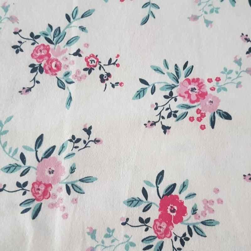 Rose FLANNEL fabric on White flannel | Fabric Design Treasures