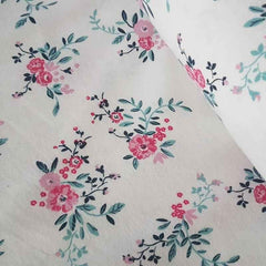 Rose FLANNEL fabric on White flannel | Fabric Design Treasures