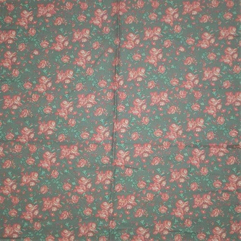 Roses on Grey FLANNEL Fabric | Fabric Design Treasures