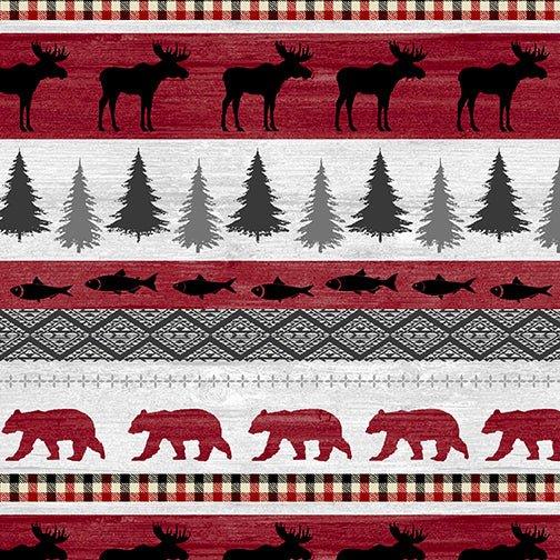 Rustic Lodge Stripe Red | Fabric Design Treasures