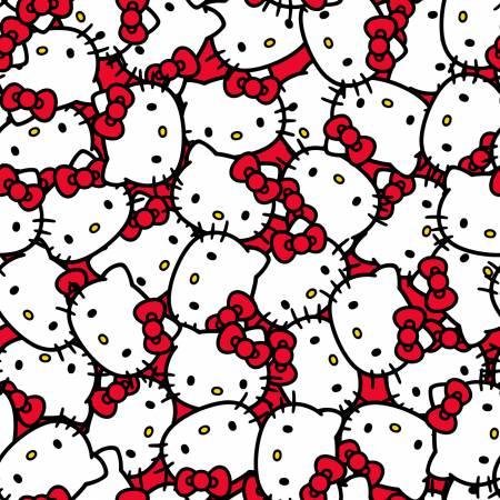 Sanrio Hello Kitty Packed in Red and White Outlined - Fabric Design Treasures