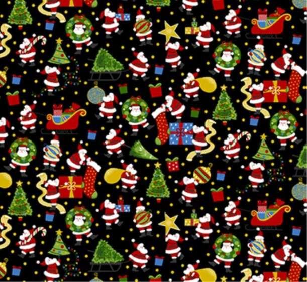 Santa Hard At Work, Christmas Fabric | Fabric Design Treasures