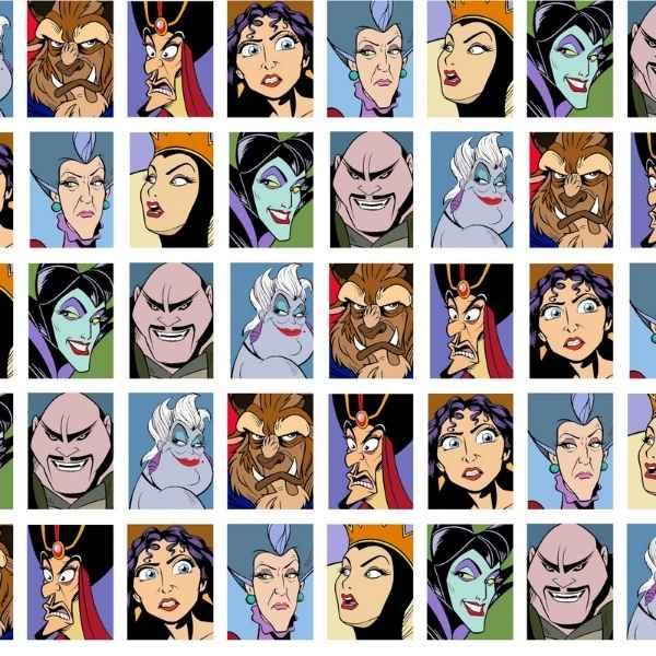 SC Disney Villains Grid Villiain Faces | Fabric Design Treasures