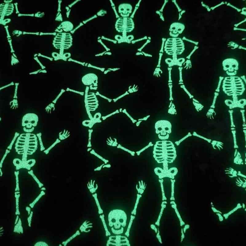 Skeleton Glow in the Dark Flannel Fabric Halloween Fabric | Fabric Design Treasures