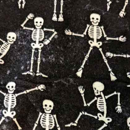 Skeleton Glow in the Dark Flannel Fabric Halloween Fabric | Fabric Design Treasures