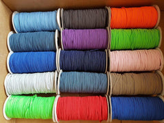 Skinny Elastic Braided 1/8 Inch (3mm) Rainbow of Colors - Fabric Design Treasures